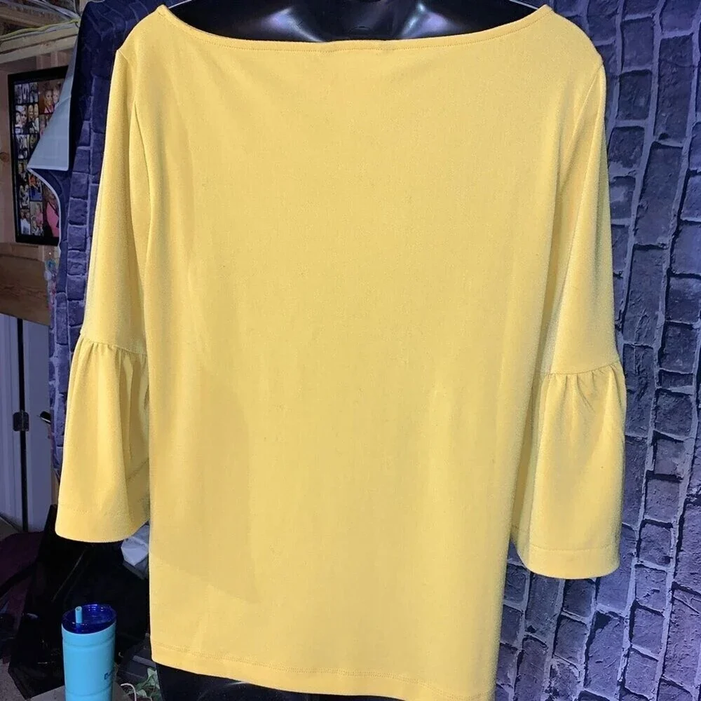 Banana Republic blouse loose fitting blouse Mustard yellow SZ S bell sleeve